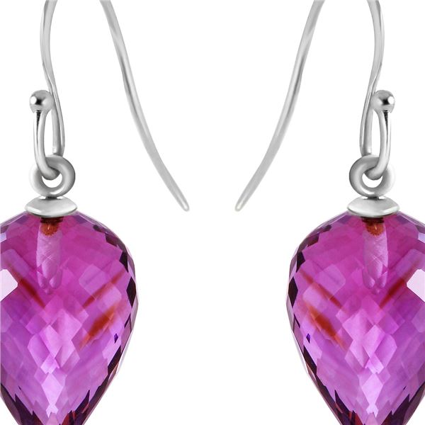 Genuine 19 ctw Amethyst Earrings 14KT White Gold - REF-28R4P