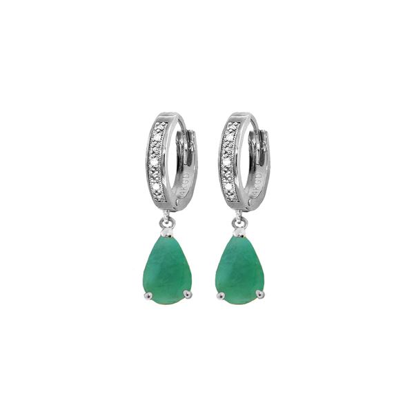 Genuine 2.03 ctw Emerald & Diamond Earrings 14KT White Gold - REF-69V7W