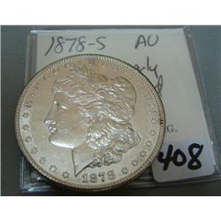 1878-S Morgan Silver Dollar AU Improperly Cleaned