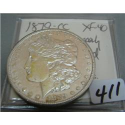 1879 Carson City Morgan Silver Dollar XF-40 Improperly Cleaned