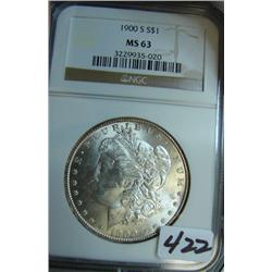 1900-S Morgan Silver Dollar NGC MS63