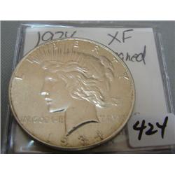 1934 Peace Silver Dollar XF Cleaned