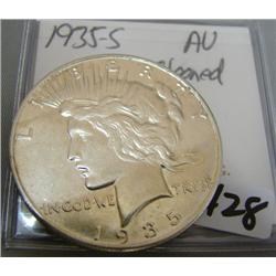 1935-S Peace Silver Dollar AU Cleaned