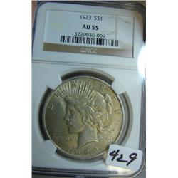 1923 Peace Silver Dollar NGC AU55