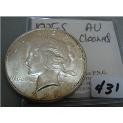 1925-S Peace Silver Dollar AU Cleaned