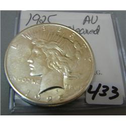 1925 Peace Silver Dollar AU Cleaned