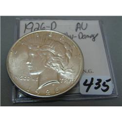 1926-D Peace Silver Dollar AU - Obverse Damage