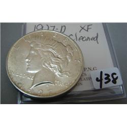 1927-D Peace Silver Dollar XF Cleaned