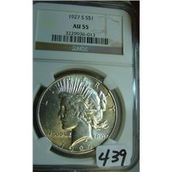 1927-S Peace Silver Dollar NGC AU55