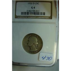 1932D Washington Quarter NGC G4