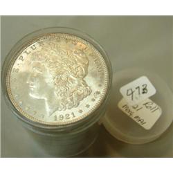 20 1921 Morgan Silver Dollars Original Roll BU Nice