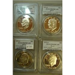 1971-S, 1972-S, 1973-S, 1974-S Eisenhower Dollar PCGS Proof 69 DCAM