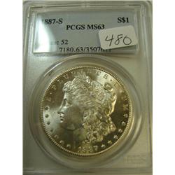 1887-S Morgan Silver Dollar PCGS MS63