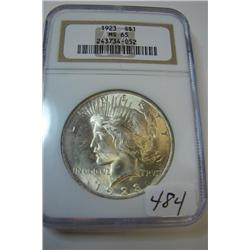 1923 Peace Silver Dollar NGC MS65
