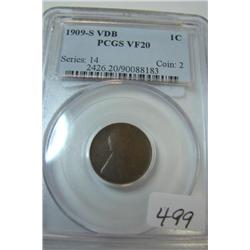 1909-S VDB Lincoln Cent PCGS VF20