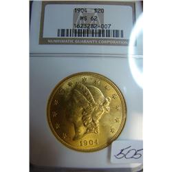 1904 $20.00 Liberty Gold Coin NGC MS62