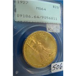 1927 $20 St. Gaudens Gold Coin PCGS MS64