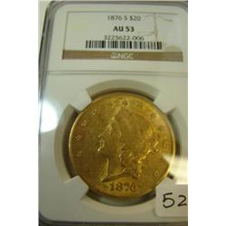 1876 $20.00 Liberty Gold Coin NGC AU53
