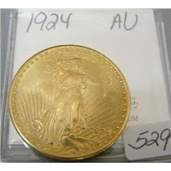1924 $20.00 Saint Gaudens Gold Coin AU