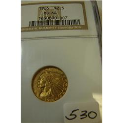 1926 $2.50 Indian Head Gold Coin NGC MS64