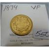 Image 2 : 1874 $3.00 Princess Gold Coin VF