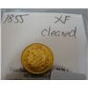 Image 2 : 1855 $1.00 Type II Liberty Head Gold Coin XF Cleaned