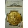1908 No Motto $20 St. Gaudens Gold Coin NGC MS64