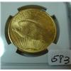 Image 2 : 1908 No Motto $20 St. Gaudens Gold Coin NGC MS65
