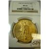 1908 No Motto $20 St. Gaudens Gold Coin NGC MS64