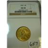 1907 $5.00 Liberty Gold Coin NGC AU 58