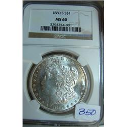 1880-S Morgan Silver Dollar NGC MS60