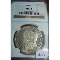 1880-S Morgan Silver Dollar NGC MS63