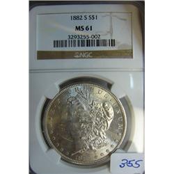 1882-S Morgan Silver Dollar NGC MS61