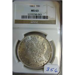 1883 Morgan Silver Dollar NGC MS63
