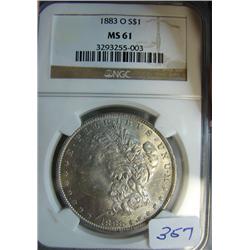 1883-O Morgan Silver Dollar NGC MS61