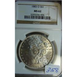 1883-O Morgan Silver Dollar NGC MS62