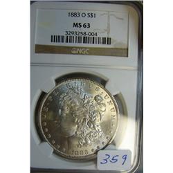 1883-O Morgan Silver Dollar NGC MS63