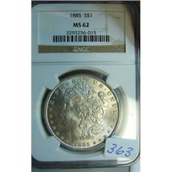 1885 Morgan Silver Dollar NGC MS62