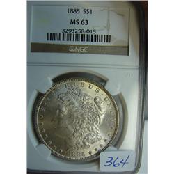 1885 Morgan Silver Dollar NGC MS63