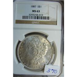 1887 Morgan Silver Dollar NGC MS63