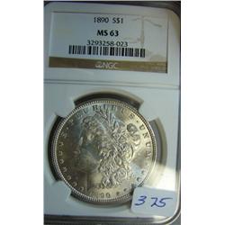 1890 Morgan Silver Dollar NGC MS63