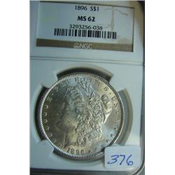 1896 Morgan Silver Dollar NGC MS62
