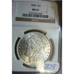 1898 Morgan Silver Dollar NGC MS61