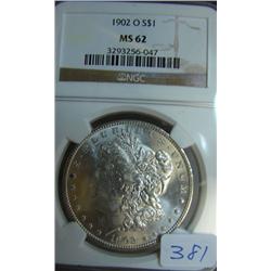 1902-O Morgan Silver Dollar NGC MS62