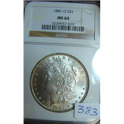 1881-O Morgan Silver Dollar NGC MS64