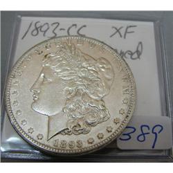 1893 Carson City Morgan Silver Dollar XF Cleaned