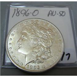 1896-O Morgan Silver Dollar AU-50 Obverse Damage