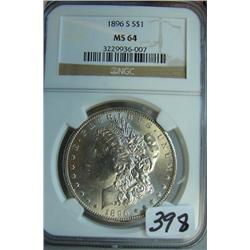 1896-S Morgan Silver Dollar NGC MS54