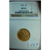 1894 $5.00 Liberty Gold Coin NGC MS 62