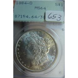 1884-O Morgan Silver Dollar PCGS MS 64